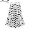 Svart Vit Kvinnors Tulle Polka Dot Chiffon Pläterad Kjol Sommar s Kvinnor Plus Storlek harajuku Koreanska Midi Flared Women 210619