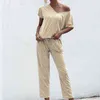 Wiosna Letnie Jumpsuits Kobiety V Neck Body Utwór Solidne Kieszenie Kombinezon Belki Streetwear Bandaż Pchania Kombinezony Dwa Pie 210514