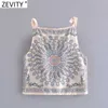 Zeefity Dames India Folk Positie Totem Floral Print Chic Sling Camis Tank Dames Zomer Bowknot Strap Vest Crop Tops LS9263 210603
