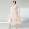 Autumn winter fashion Elegant Sexy women Crochet Hollow Out Lace dress A-line Vestidos 210531