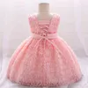 Baby Dress Lace Heart Applique Christening Baptism born Kids Girls First Years Birthday Princess Infant Party Clothes 210508