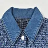 2022 primavera maniche lunghe collo bavero giacca blu stile francese tinta unita tweed doppie tasche giacche monopetto a pannelli cappotti corti outwear 20S271092