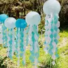 Lanternes de méduse suspendues scintillantes en forme de sirène, 3 pièces/ensemble, lanternes en papier de souhait pour chambre de bébé fille, décor de réception-cadeau pour bébé