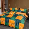 カラフルなアイスファブリックフローラル寝具セットリーフ羽毛布団カバークイーンキングサイズ220x240寝具ベッドシーツリネン掛けカバー