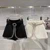 DEAT Spring Arrivals Solid Color Nature Waist Pearl Nailed Bead Edge Fake Two Pieces Shorts MZ360 210611