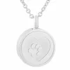 20x20mm Round Shape Stainless Steel Memorial Urn Pendant Single Paw Print Heart Cremation Ashes Jewelry Necklace for Pet