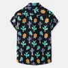 Rolig kaktusutskrift Hawaiian T Shirts för män sommar kortärmad knapp ner Strandskjorta Casual Holiday Aloha Party Clothing 210721