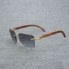 Mäns lyxdesigner kvinnors solglasögon naturliga trä män svart buffel horn rimless glasögon kvinnor accessorie metall ram oculos fyrkantig gafas klubb