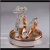 خواتم المجوهرات 925 Sterling Sierrose Gold Fill Fill Princess Cut White Topaz Cz Diamond Women Wedding Band Ring Gift WJL1125 HQ