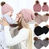 2pcs Sets Mom And Kids Beanies Hat Casual Warm Pom Toddler Baby Boys Girls Cap Knitted Women Cute Beanie/Skull Caps Oliv22