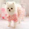 Chien vêtements princesse robes pour chiens printemps et été Cool mode vêtements dentelle décor bouton rose Plaid jupe luxe animal de compagnie