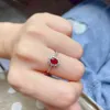 Ruby ring set, eenvoudige stijl ,. Van natuurlijke edelstenen 925 zilver 4 * 6 mm