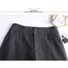 Women's woollen broad Legged Pants women's Autumn Winter High Waist Nine Point Straight Loose Thin Woolen Plaid 668i 210420