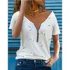 Moda Summer Sexy Plus Size Odzież Damska Drukowana T Shirt V Neck Zipper Casual Luźny Krótki Rękaw Top 210623