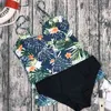 Damskie stroje kąpielowe Push Up Plus Size Sexy Tankini Ruched Drukuj Wyściełane Bandaż Swimdres Swimsuit 2 sztuk 220114