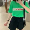 4 colors Summer korean style color patchwork embroidery Short Sleeve tshirts Womens loose tops Casual Tees shirt femme (X1458) 210423