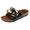 Siyah büyük zincir slaytlar ve cüzdanlar, çanta ile yaz terlikleri için Sandels Sandels Moda Xury Tasarımcı Ayakkabı Pantufa Slipper6862811