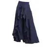 Women Pants Causal Ruffle Drawstring Trouser Elegant High Waist Irregular Loose Pure Color Autumn Female Pant Skirt 220311