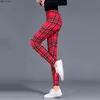 BornToGirl Autunno Inverno Vintage Pantaloni legging casual per le donne Vita alta Nero Bianco Blu Rosso Marrone Kaki Leggings scozzesi femme 211215