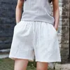 Johnature Style Casual Cotton Linen Women Shorts Summer Solid Elastic Waist Women Shorts Wide Leg Shorts 210611