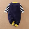 幼児生まれの赤ちゃんのロンパル女の子男の子長袖スター漫画キリン動物プリントロンパースジャンプスーツ子供衣装210816