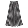 Summer Wide Leg Chiffon Pants For Women Plus Size Casual Elastic High Waist Ankle-Length Pants Pleated Pant Trousers B14405X 210419