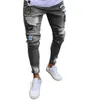 Casual slanke fitness van heren jeans heren gescheurd print munny denim broek broek werk werk