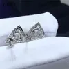 18k vitguld pläterad briljantslipade diamanttest förbi d färg moissanit stud 925 silver triangel ädelsten örhängen