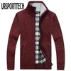 Ursporttech Stickad Mens Sweater Cardigan Coat Casual Faux Fur Wool Sweater Jackor Män Stickning Sweater Plus Size Warm Cardigan 210813