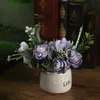 セラミック花瓶のあるミニポットの人工花ホームテーブルテーブルトップセンターピースボンサイ装飾結婚式の装飾アクセサリー花瓶