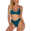 Costume da bagno bikini sexy Donna Costume da bagno verde solido 2 pezzi Set Biquini Fascia Sport Abbigliamento da spiaggia Halter Fasciatura Costumi da bagno 210604