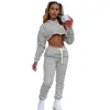 Women's Two Piece Pants Fall Pink Sweatsuits For Women Hoodie Sweatshirt Crop Top Joggers Sweatpants Set Casual Tracksuits Wholesale