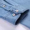Langärmliges Herren-Jeans-Arbeitshemd mit normaler Passform, zwei Knöpfen vorne auf der Brust, Bleistiftschlitz, robust, dünn, lässige Baumwollhemden 210410