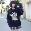 Deeptown Kawaii Hoodie Dames Gamer Meisje Zwarte Hoodies Harajuku Anime Sweatshirt Dames High Street KPOP Oversized Leuke Pullovers 211108