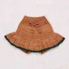 Suéter hecho a medida para niña de primavera, cárdigan de punto abierto de moda de manga larga + falda con lazo de Color sólido, ropa para niños E04 211201