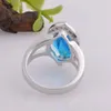925 Sterling Silber Wassertropfenförmige Ringe, imitierter blauer Kristall, Zirkonia, Ehering, romantisches Weihnachts-Liebesgeschenk