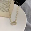 Mode Voller Strass Büroklammer Anhänger Halskette Für Frauen Gold Farbe Chunky Verbundene Kette Halsketten Schmuck Ketten2151594