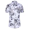 Sommar Fashion Mens Shirt Slim Fit Short Sleeve Blommokläder Trend Casual Flower S Storlek M-7XL 210721