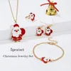 Очаровательные браслеты девушки рождественские украшения подарок рождественские лося дерево Санта-Клаус ожерелье серьги браслет кольцо 4 в 1 комплект оптом