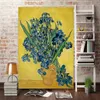 Handgemalte van Gogh Blume Ölgemälde auf Leinwandvase mit Iris gegen einen gelben Hintergrund, 1890 Wandkunstbilder für Hotel Dinning Room Home Decor Geschenke