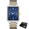 Wristwatches Fashion Stainless Steel Watches Men 2021 SWISH Square Waterproof Quartz Watch Top Gold Black Wristwatch For Man