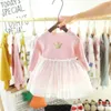 1–3 Jahre altes Mädchenkleid für Herbst, Kinderkleidung, modisches Netzkleid für Kinder G1026