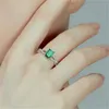 Fashion Delicate Green Crystal Emerald Gemstones Diamonds Rings for Women White Gold Silver Color Bague Jewets Gifts Accessory9073714