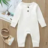 0-3 Years Boy Long Sleeve Knitted Ribbed Baby Clothes Girl Rompers Solid Color Toddler Romper Infant Clothing 210417