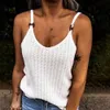 Fashion Summer Women Sexy Vest Knitted Solid Color Female Ladies Low U Neck Blouse for Going Out Casual Shirt Sleeveless Top Y0824