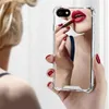 Telefoonhaken Schokbestendige TPU-pc voor iPhone 12 PRO MAX 6 7 8 Plus X XR XS Case Make-up met spiegel Cover 11 Mode