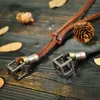 Retro Male Necklace 100% Genuine Leather Rope Punk Vintage Collar Jewelry Hollow Cube Box Pendant For Men Necklaces