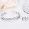 Top Quality Geometric Multi-fila Full Cubic Zirconia Bangle Ring Set per le donne Dubai Bridal Hand Bangles Placcatura in oro Q0720