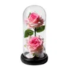 Flores decorativas grinaldas de vidro rosa luz atraente excelente reutilizável duas rosas led rosas led presente de flor