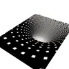 Vortex Ilusão Tapete 3D Trap Effect Bottomless Hole Tapete Geométrico Geométrico Negro Branco Grade Quarto Sala Anti-Slip Tapetes 220301